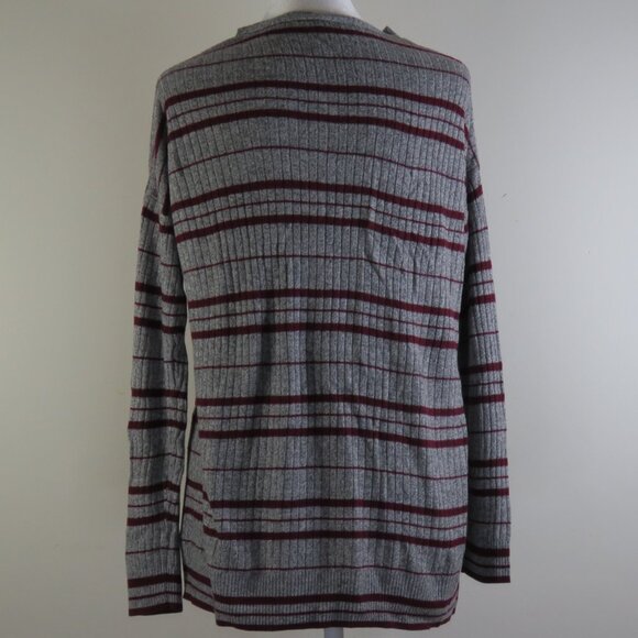 Mudd Women's Gray & Maroon Striped Long-Sleeve Open Cardigan Size M (C1308) - Picture 5 of 7